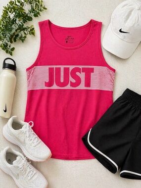 Nike Dri-FIT Tank Top Women’s Small Pink Just Do It Graphic Athletic